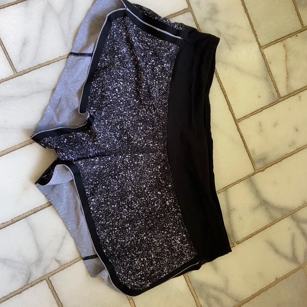 Black speckled running shorts